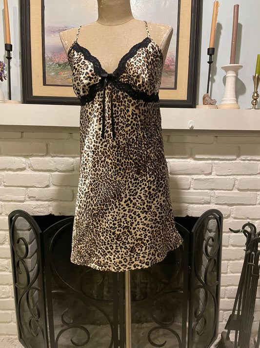 Y2k Leopard print camisole babydoll dress size medium