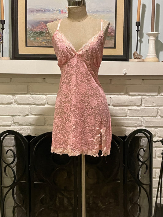 Pink Y2k Camisole lace Slip Dress size L