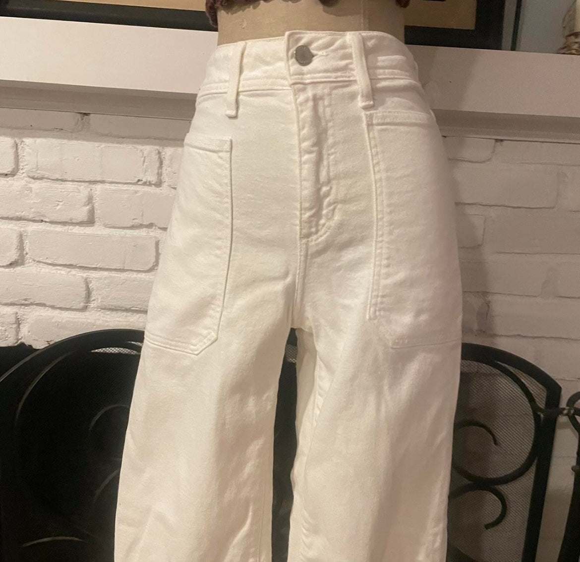 White Highwaisted wide Leg Sailor Jeans size 26