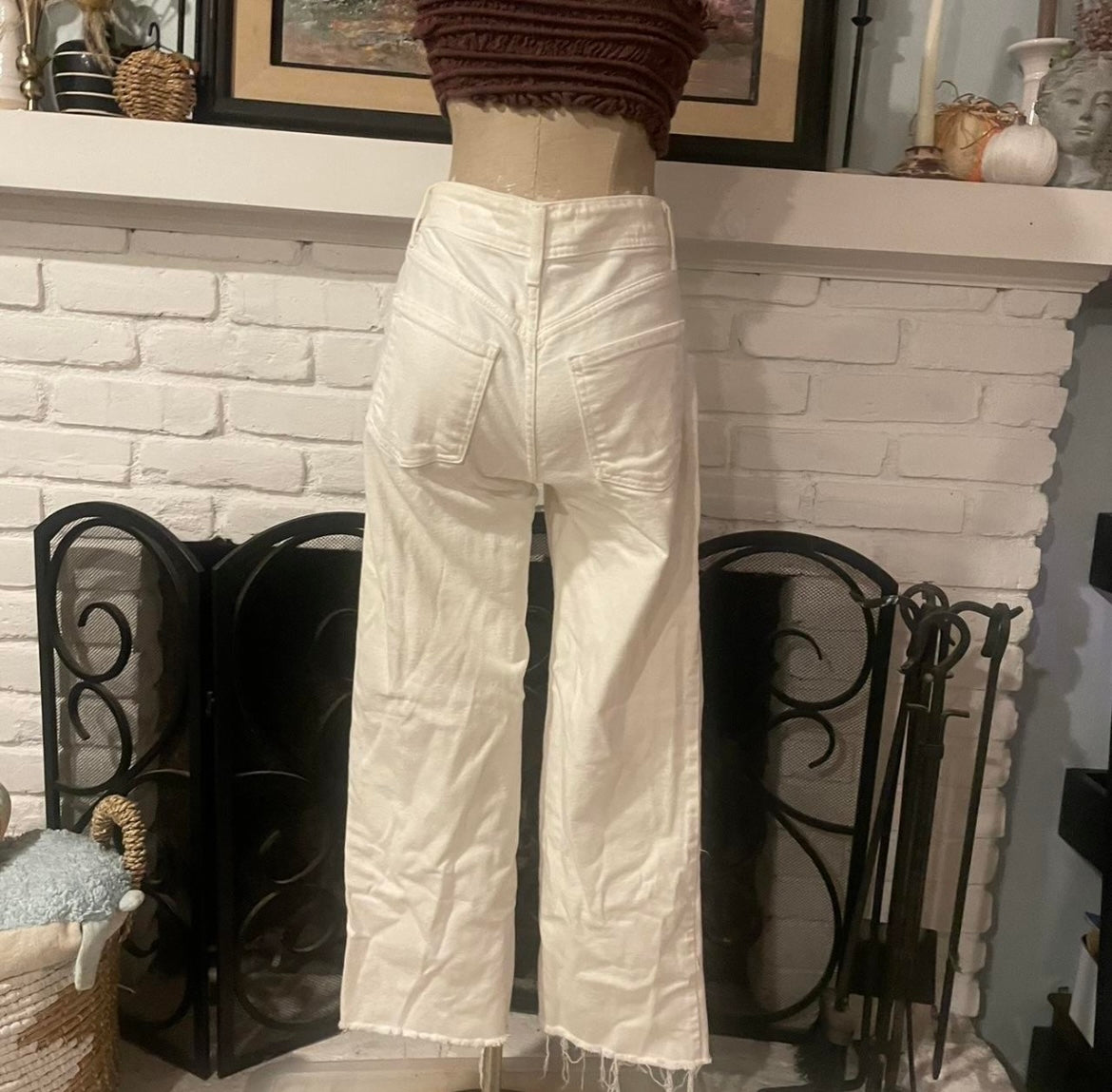 White Highwaisted wide Leg Sailor Jeans size 26