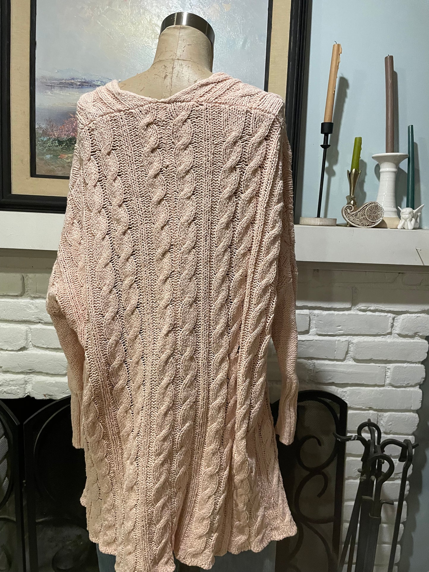 Free People Oversized Chunky knit pale pink Sweater Size L