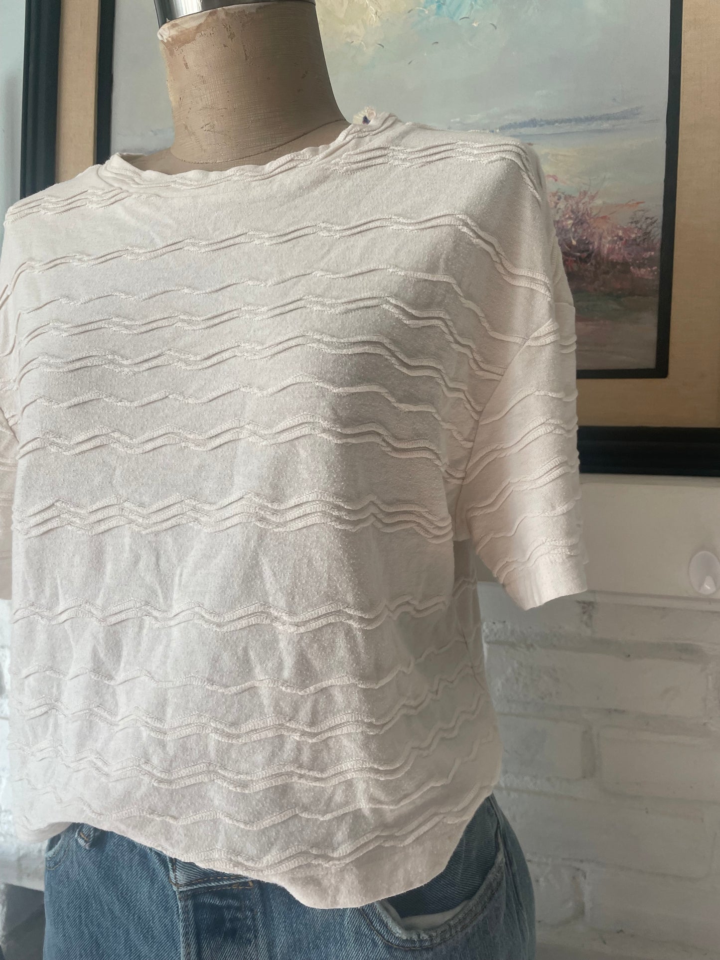 Textured White Madewell Basic Cropped white t-shirt size xs