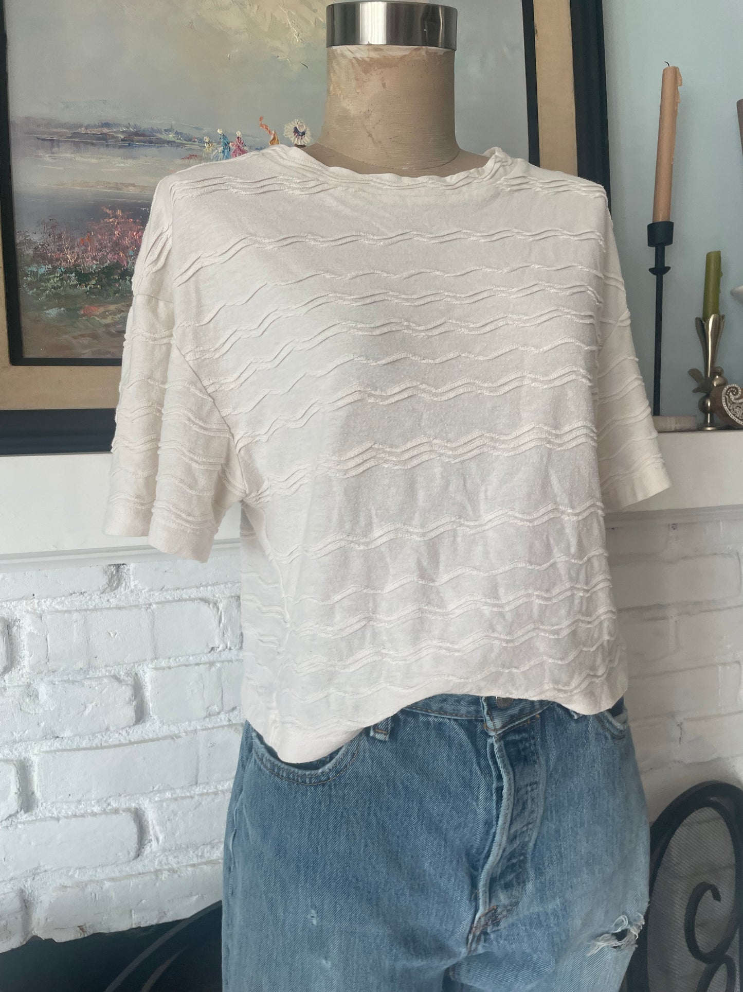 Textured White Madewell Basic Cropped white t-shirt size xs