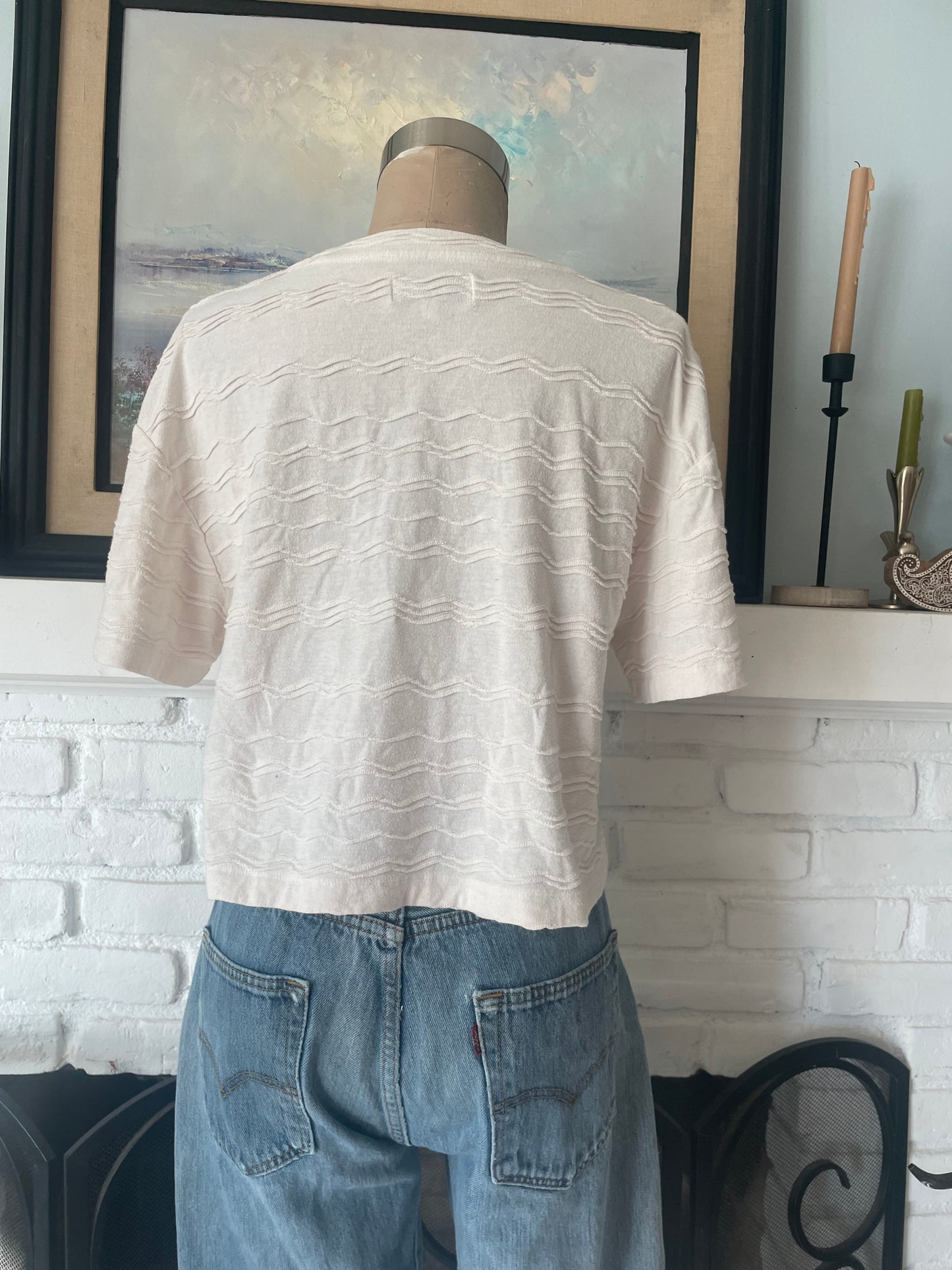 Textured White Madewell Basic Cropped white t-shirt size xs