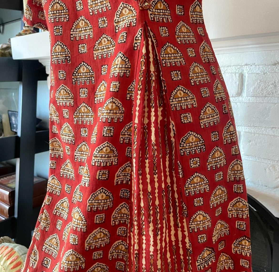 Vintage Red Paisley Boho Dress Size small