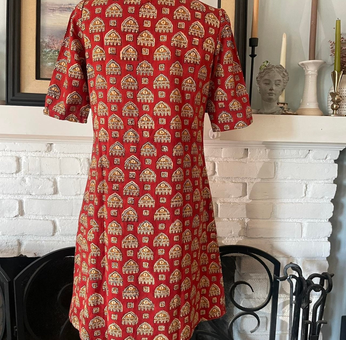 Vintage Red Paisley Boho Dress Size small