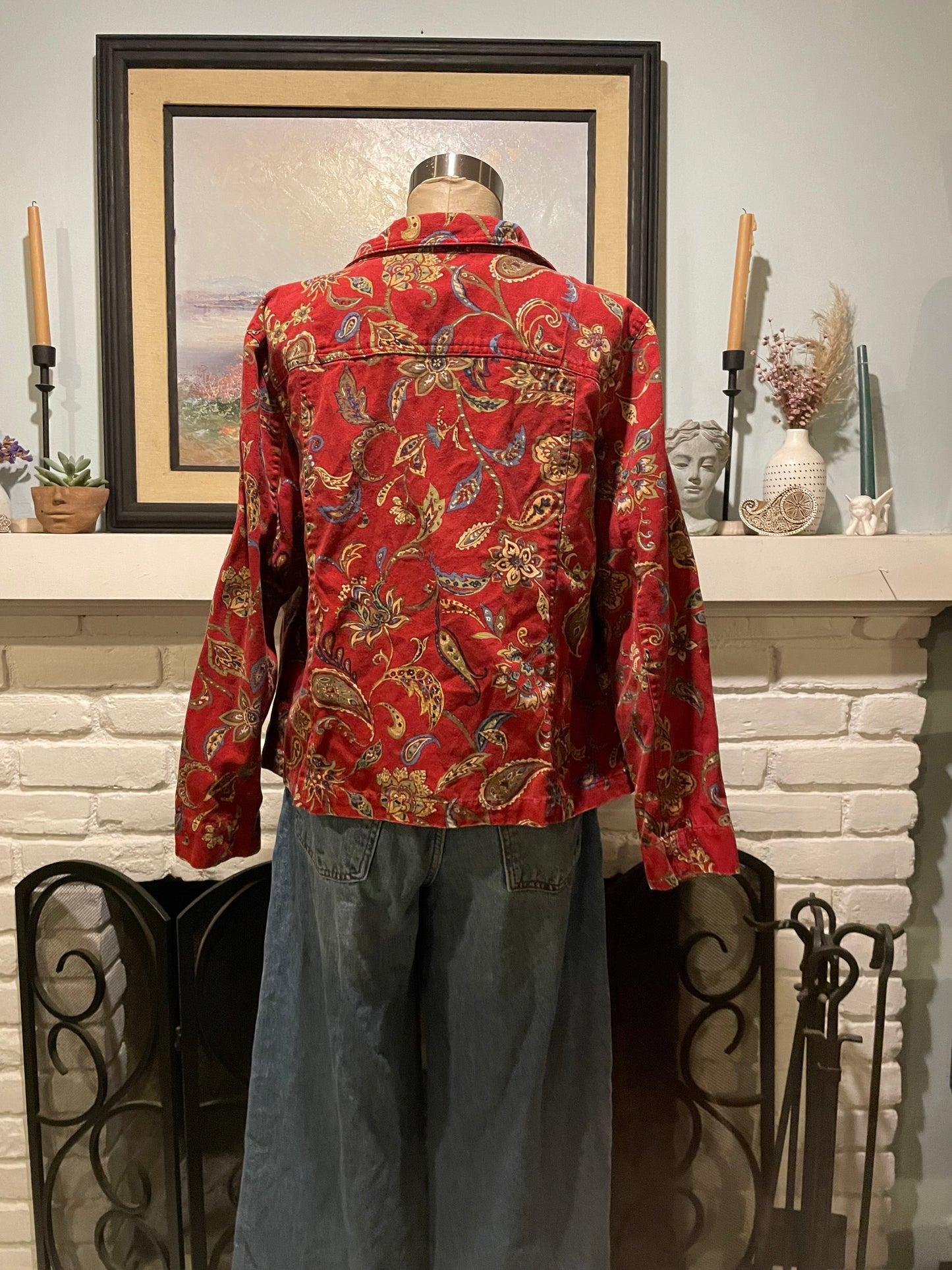 Vintage Coastal Cowgirl canvas red paisley jacket size L