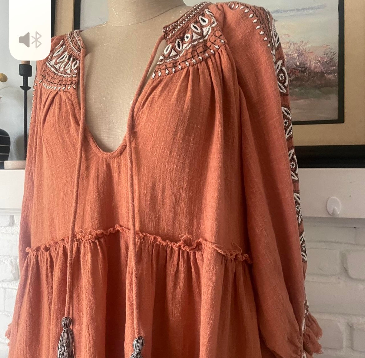 Free People embroidered peasant dress size L